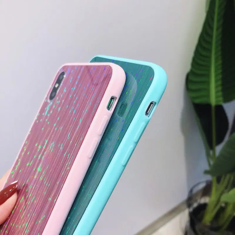 Цветной глянцевый зеркальный чехол с градиентом для iphone XS 11 Pro MAX X XR 7 8 plus 6 6s задняя