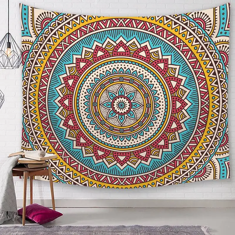 Гобелен в стиле ретро гобелен с индийским узором мандалы настенный пляжный