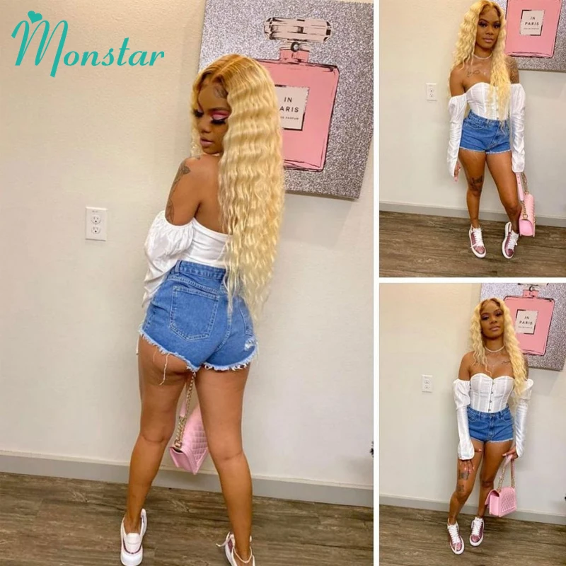 Monstar 2 тона 1B 613 медовый светлый цвет Омбре волнистые волосы 8 - 30 дюймов перуанский