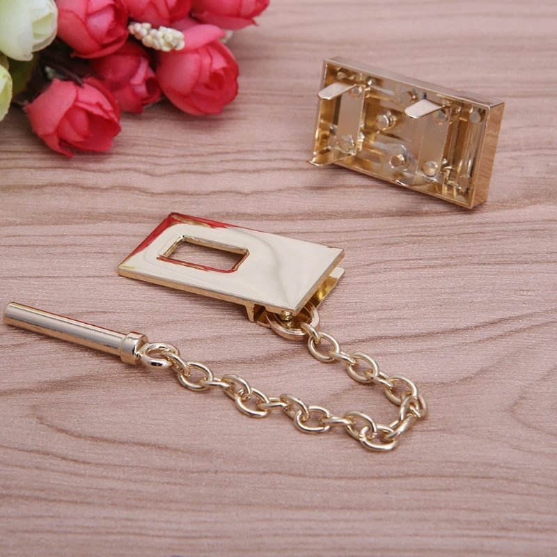 

Rectangle Handbag Twist Lock DIY Craft Case Clasp Metal Buckle Switch Button H8WD