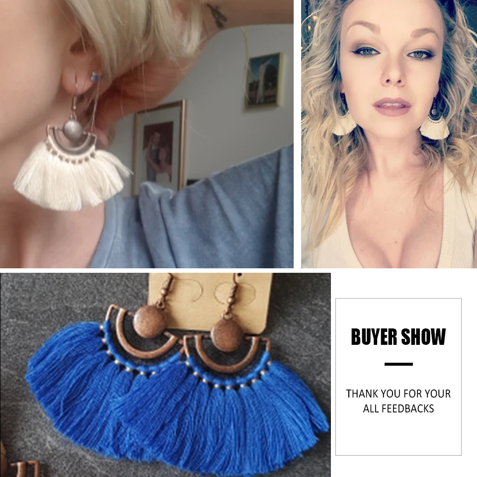 Античная Boho богемное длинные висячие серьги с кисточками Для женщин женский в этническом стиле Обручение серьги висячие украшения Аксессуары