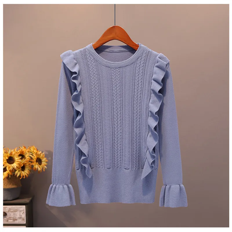 Модное платье для малышей трикотажный пуловер с длинными рукавами на осень