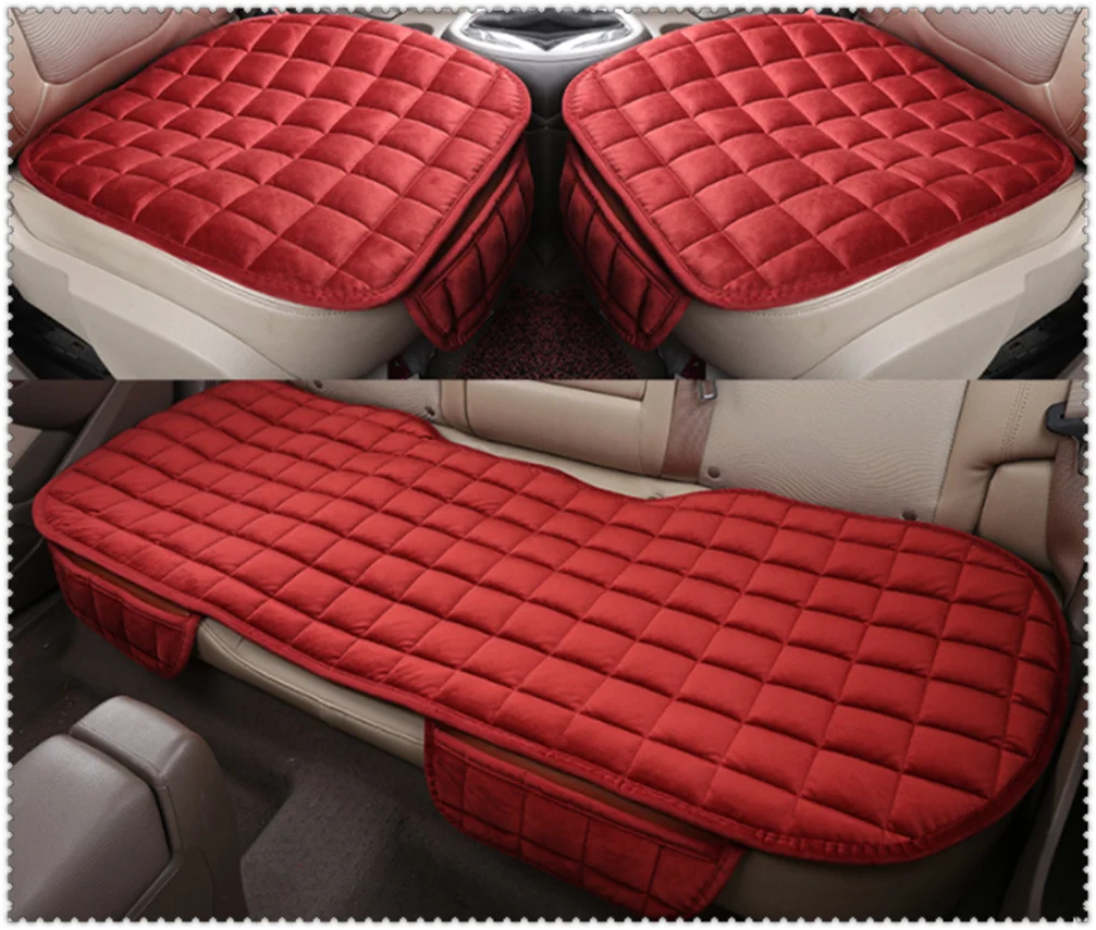 Зимнее автомобильное сиденье нескользящее из трех частей плюшевая подушка с