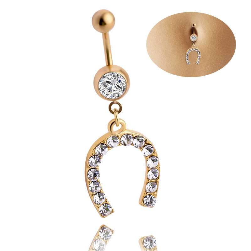 Кольцо для пирсинга пупка женское мужское подковообразное золотистое 2020 |