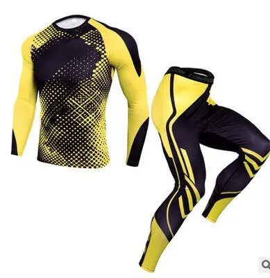 CALOFE модный спортивный костюм для мужчин бега Спортивная компрессионная футболка