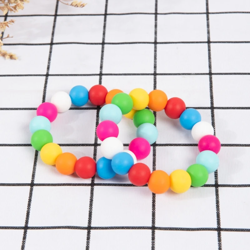 

Sensory Teething Bracelet for Infants Toddler Silicone Chew Biting Wristlet Boys Girls Chewable Beads Teether Toy BPA Free