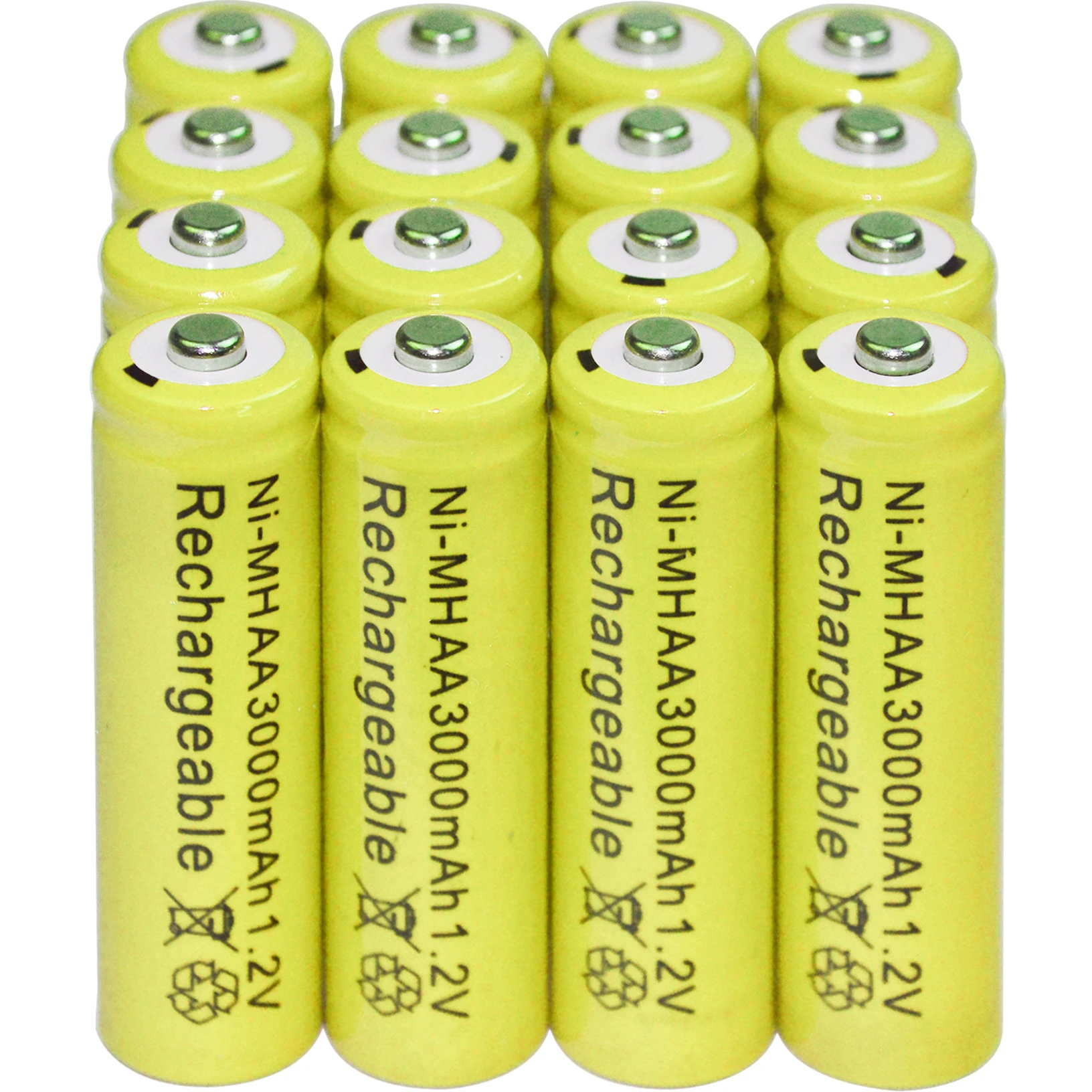 4-48pcs New Brand AA rechargeable battery 3000mah 1.2V NI-MH Rechargeable for led light toy mp3 Yellow | Электроника