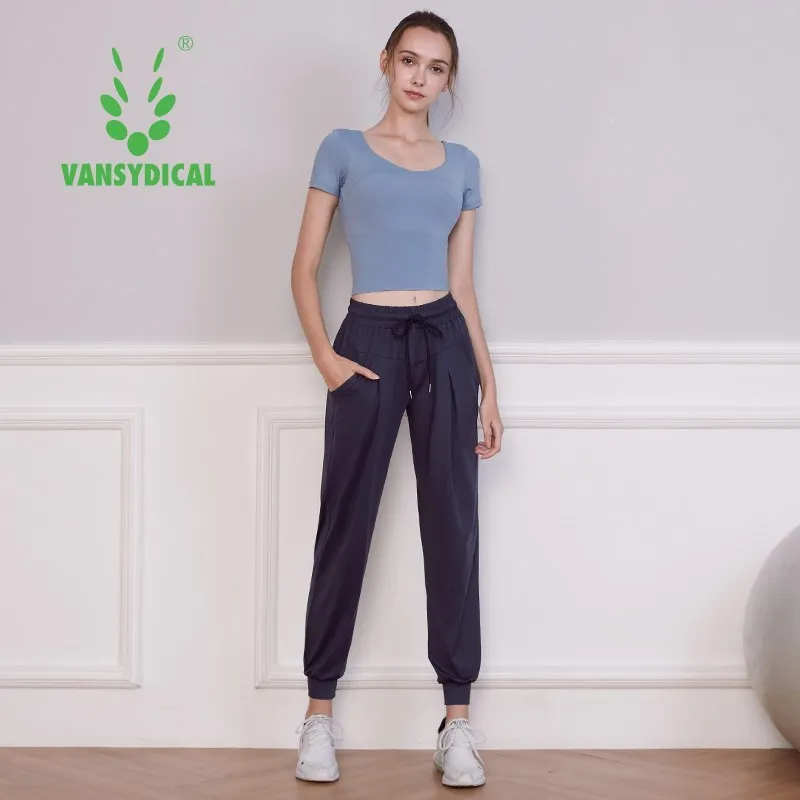 Женский комплект для йоги Vansydical из 2 предметов дышащая футболка с коротким