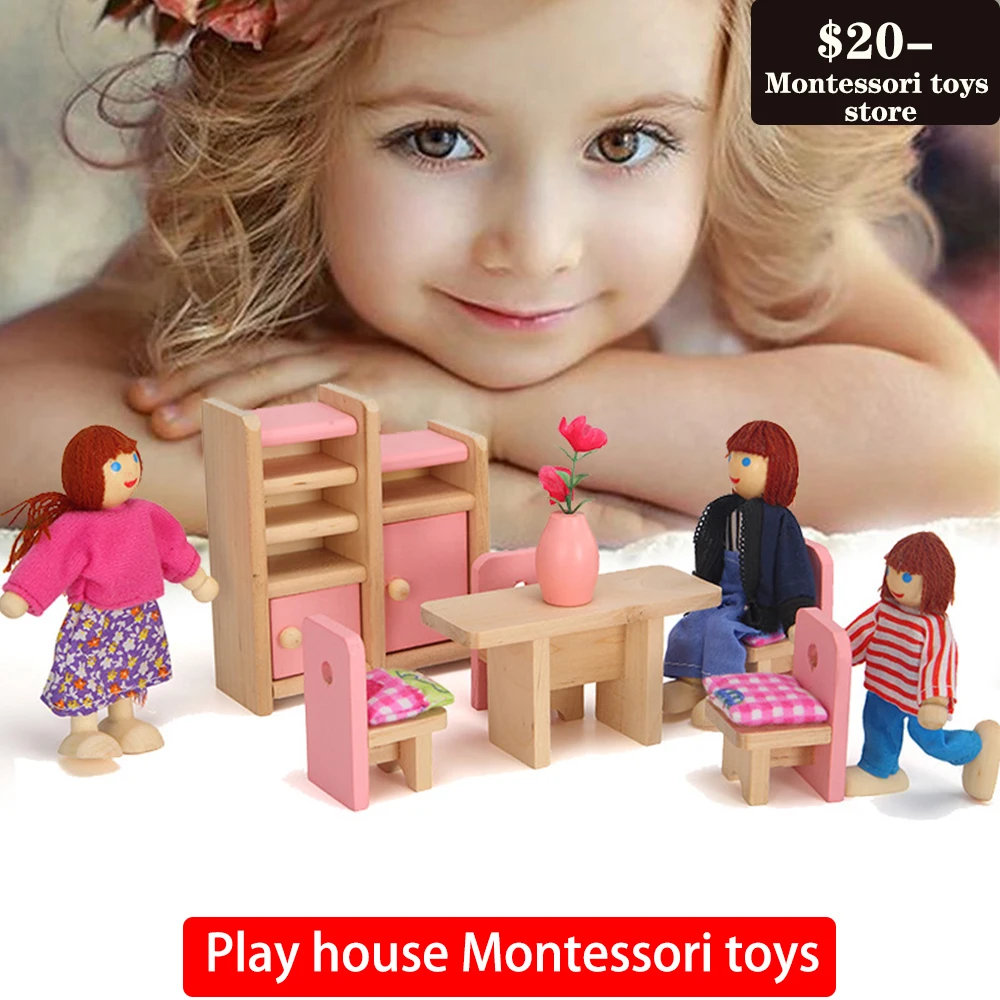 Игровой домик игрушки розовая маленькая мебель Детские обучающие головоломка