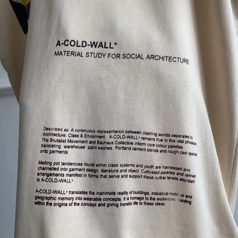 

A-COLD-WALL British Street CultureT Shirt Men Women Glass Blower ACW Top Tees Hip Hop A COLD WALL Fashion T-shirt