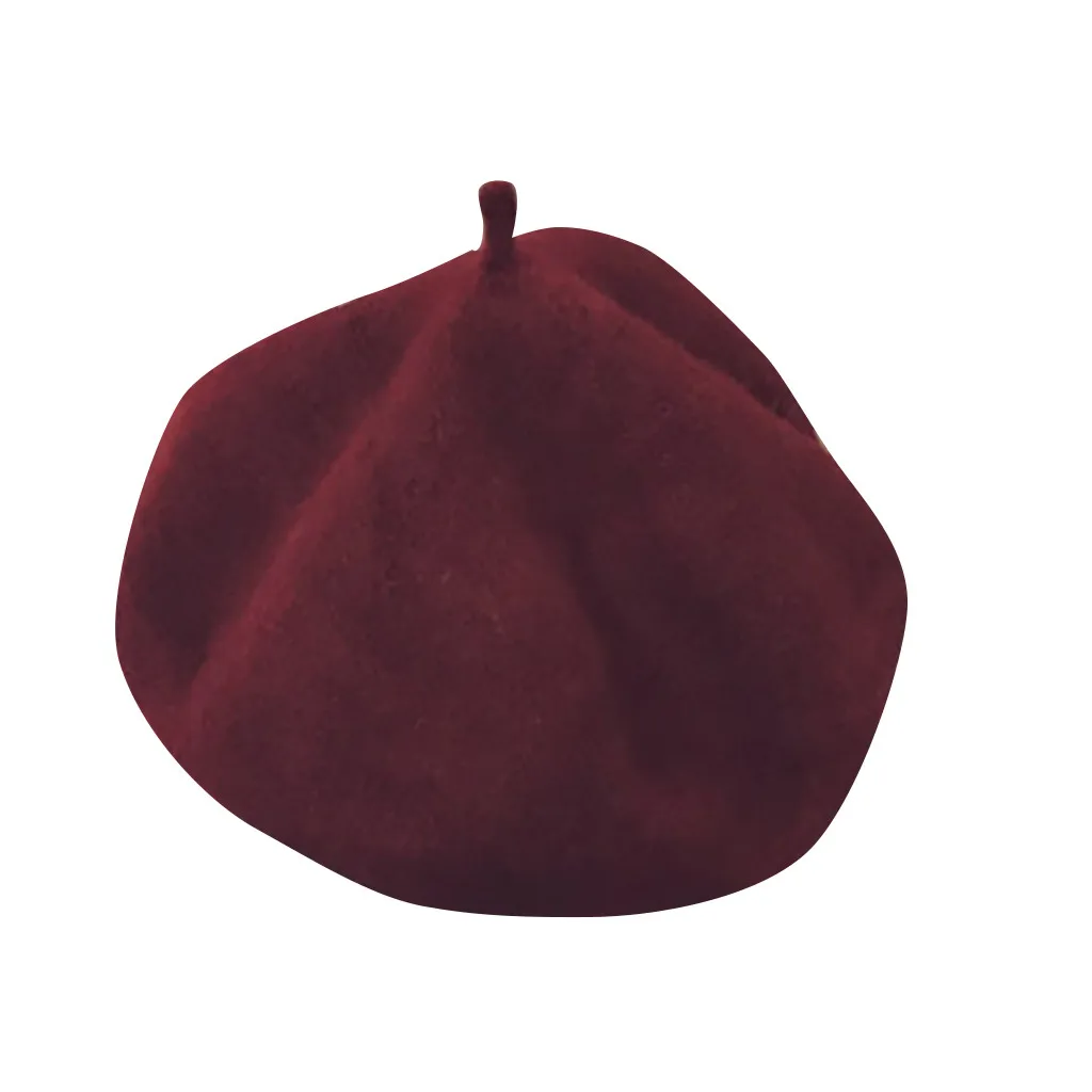

Children Girls Stretch Beret Hat Children's autumn and winter solid color British style painter hat woolen all-match warm beret