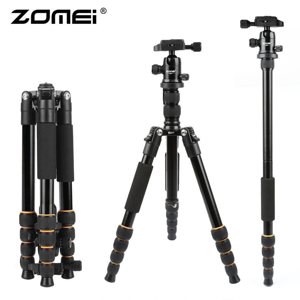 

ZOMEI Lightweight Portable Q666 Professional Travel Camera Tripod tripode aluminum tripod Head Monopod for digital DSLR camera