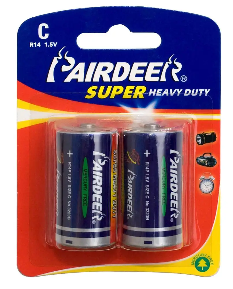 

PAIRDEER private label 1300mAh r14 1.5V UM2 battery
