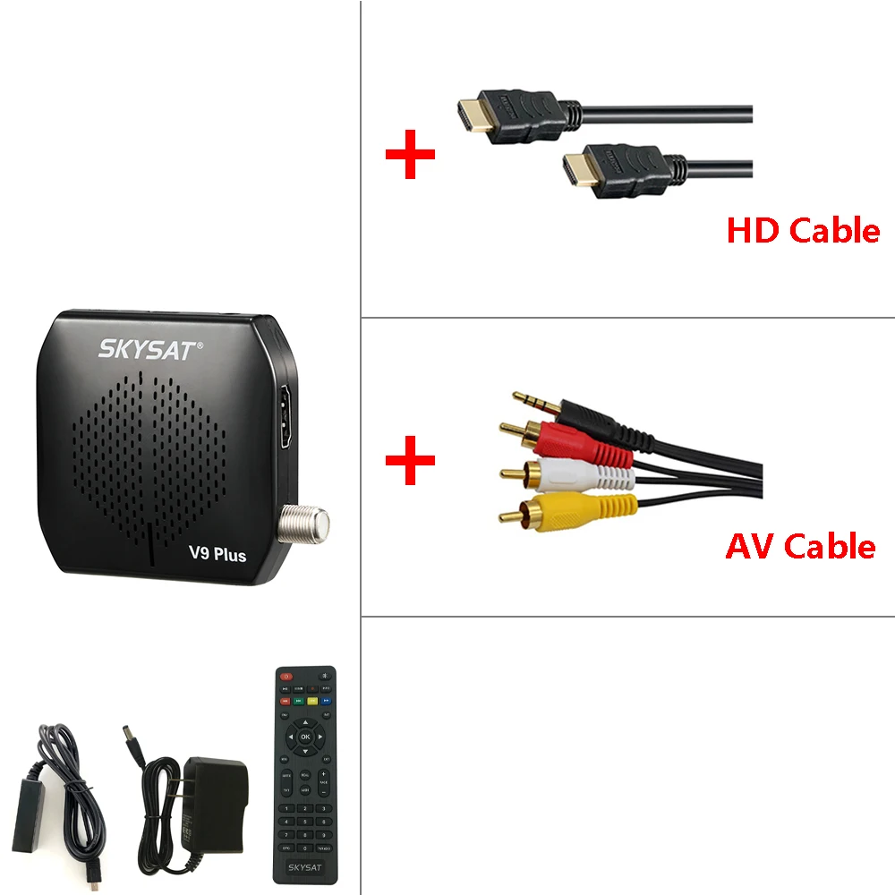 [3 шт.] спутниковый приемник SKYSAT V9 Plus поддержка DVB S2 CS Powervu Biss USB PVR HD | Электроника