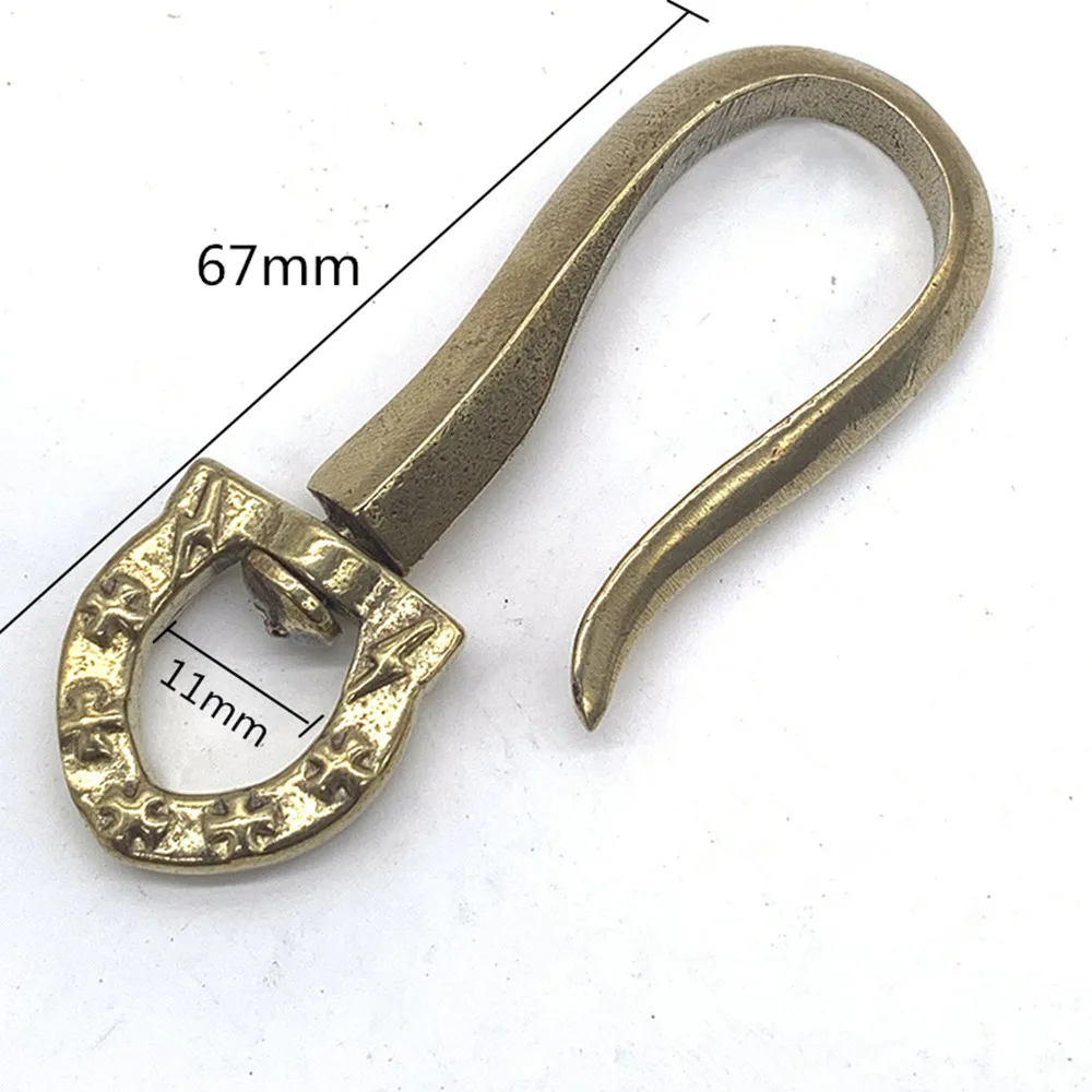 Латунный ремень с U-образным крючком Вращающийся брелок для ключей маленький