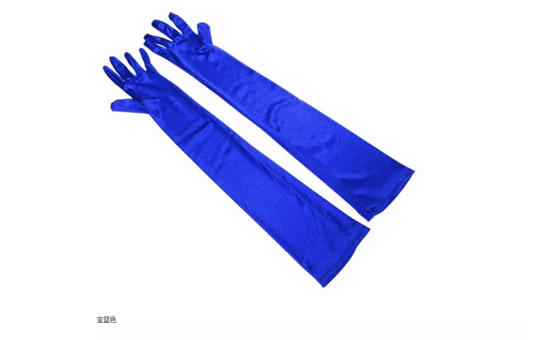Royal Blue Fashion Stretch White Glove Long Gloves Black Red Elbow Length Women Dance Party Gloves Full Finger Guantes Boda - Color: Royal Blue