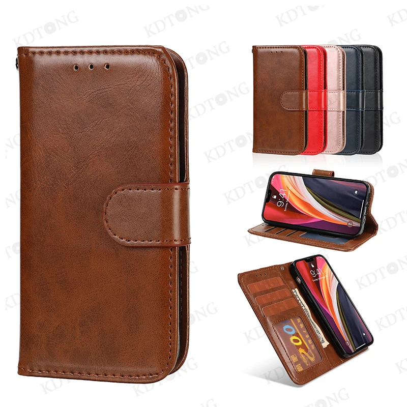 

Classic Retro Flip Leather Case For iPhone 12 11 Xs Pro Max Mini X Xr 8 7 6 6s Plus SE 2020 Solid Color Wallet Phone Cases Cover