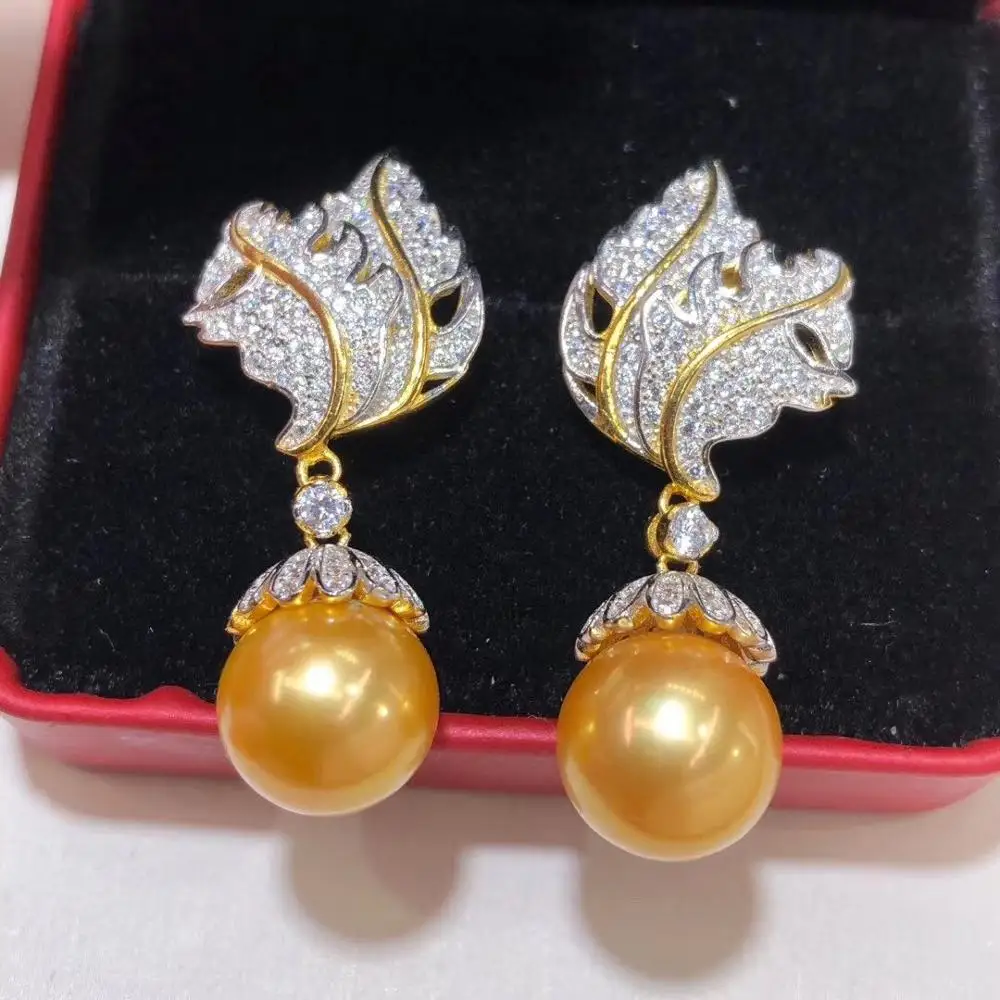 Серьги-подвески женские из серебра 925 пробы 10-11 мм с жемчугом