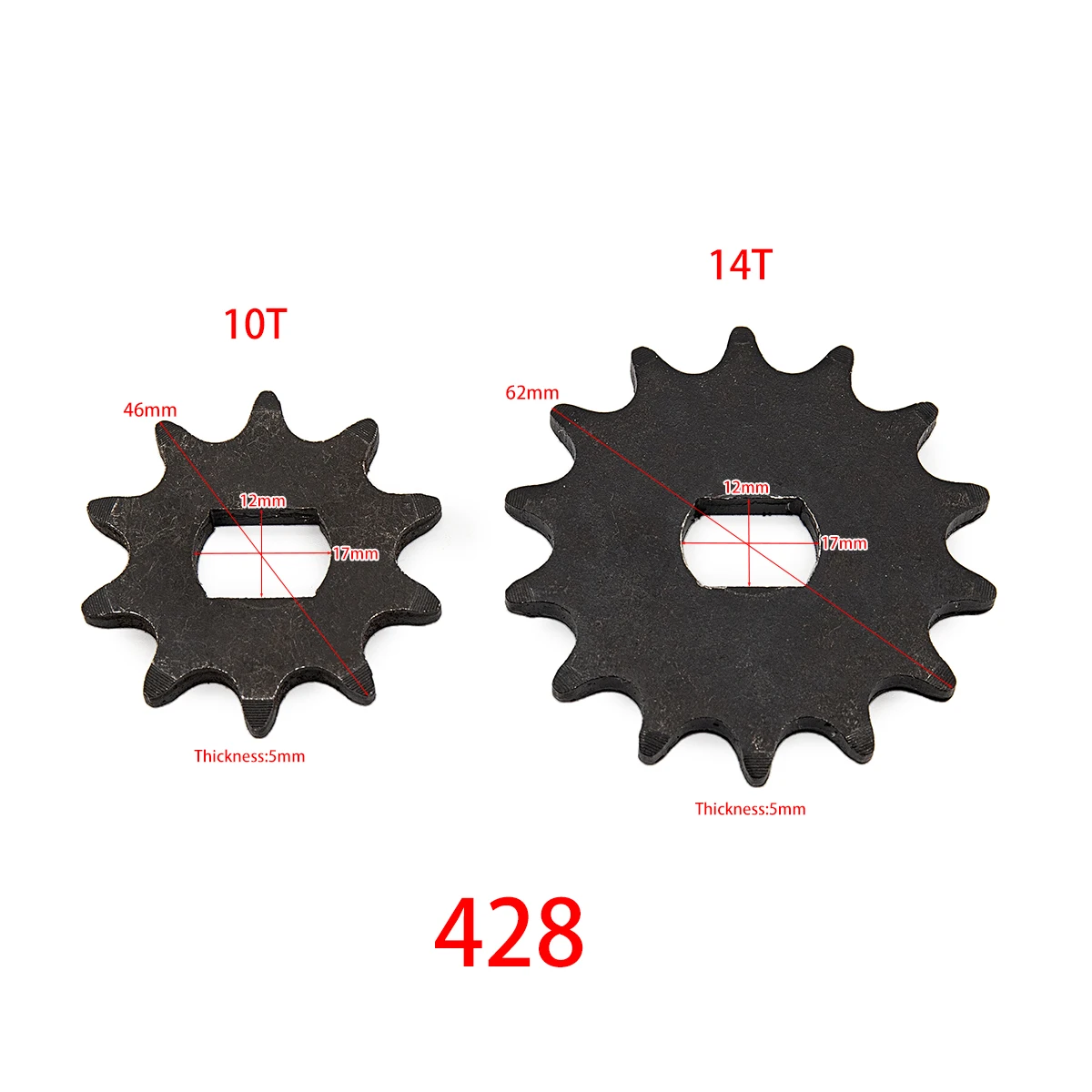 

428 17MM 10T 14T Sprocket For Razor EVO IZIP 500W 1000W Electric Scooter Dirt Pit Bike