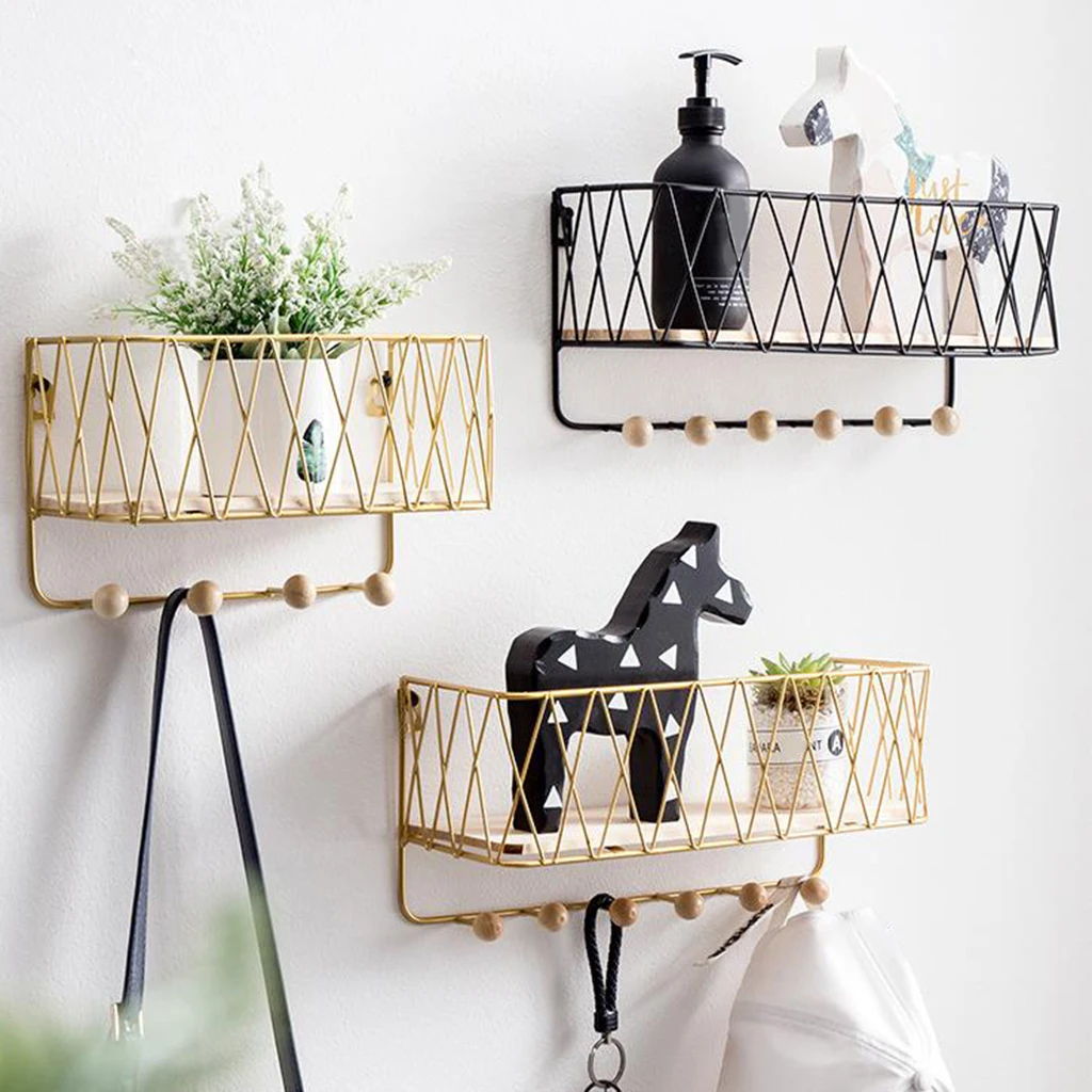 Настенный держатель для ключей и почты железная деревянная полка органайзер