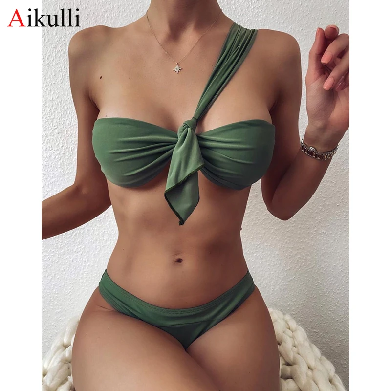 

Купальник женский, бикини, сексуальный комплект бикини с пуш-ап на одно плечо, новинка 2021, летние купальники, бикини