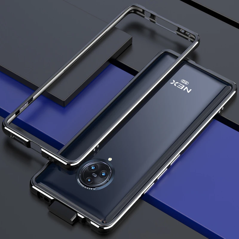 Black-Silver Чехол-бампер OMEVE для Vivo NEX 3, двойной цветной Алюминиевый металлический каркас, защитный чехол-бампер для Vivo Nex3, чехол для телефона s - Цвет: Black-Silver