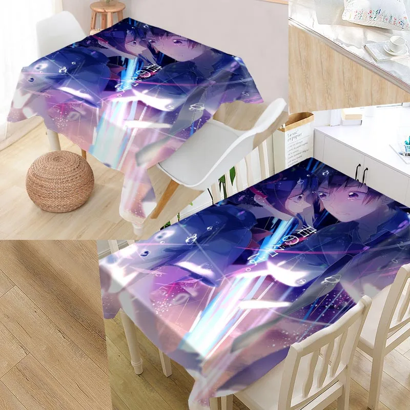 

Cartoon Kimi no Na wa Custom Table Cloth Oxford Fabric Rectangular Waterproof Oilproof Table Cover Family Party Tablecloth
