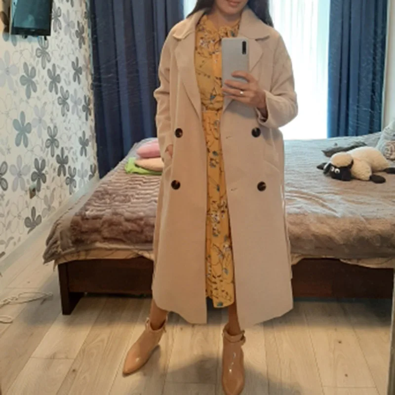 Зимнее женское пальто 2019 белое шерстяное корейское модное офисное Женское Тренч