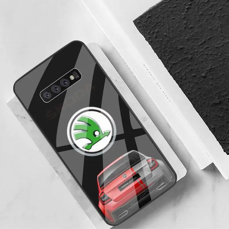 

Skoda Car Phone Case Tempered Glass For Samsung S6 7 8 9 10 20 Plus Ultra Note8 9 10 10pro