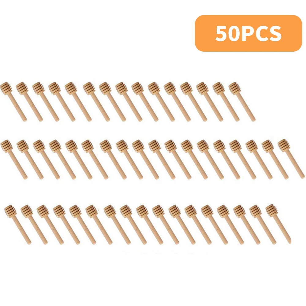

50Pcs/Lot 8cm Long Handle Wood Honey Stir Bar Practical Honey Mixing Stick Jar Spoon Supplies For Coffee Milk Tea Kitchen Tool