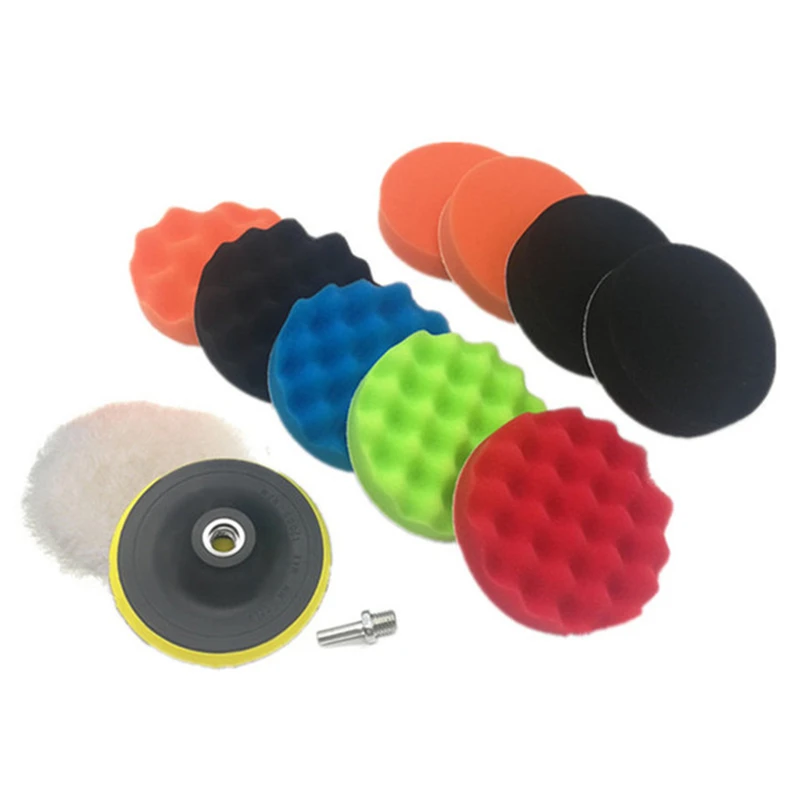 

3/4/5/6/7 Inch Car Polishing Waxing Sponge Wheel Polishing Disc 12 Piece Set Sponge Auto Care Polishing Pad Drill M14 Adapter