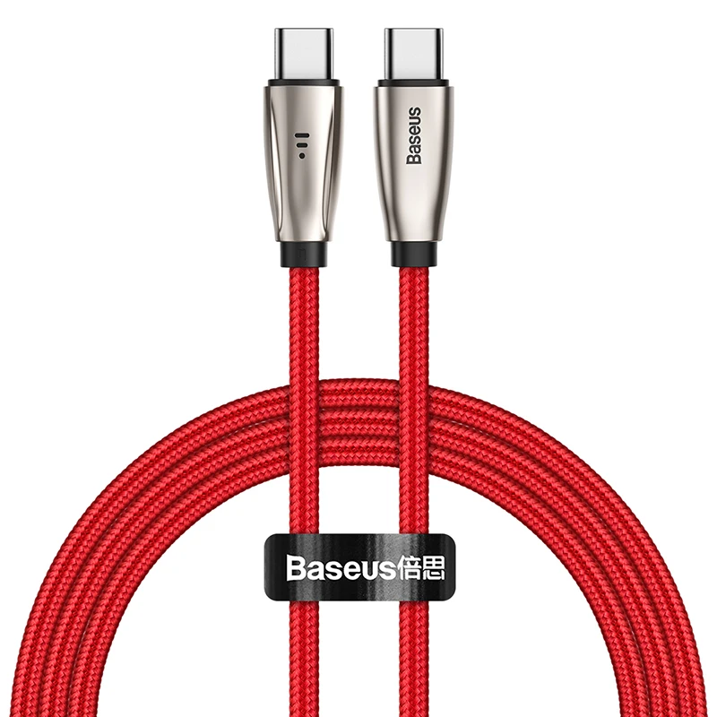 Baseus usb type C to type C кабель для samsung S10 MacBook Pro светодиодный 60 Вт PD кабель для быстрой зарядки 4,0 type USB-C - Цвет: Red Type C Cable