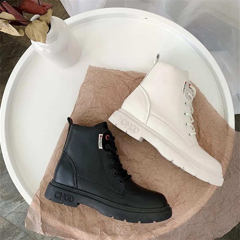 Зимние ботинки женские ботильоны на шнуровке Mujer Botas Invierno Basic bottes femme Feminina stivali donna