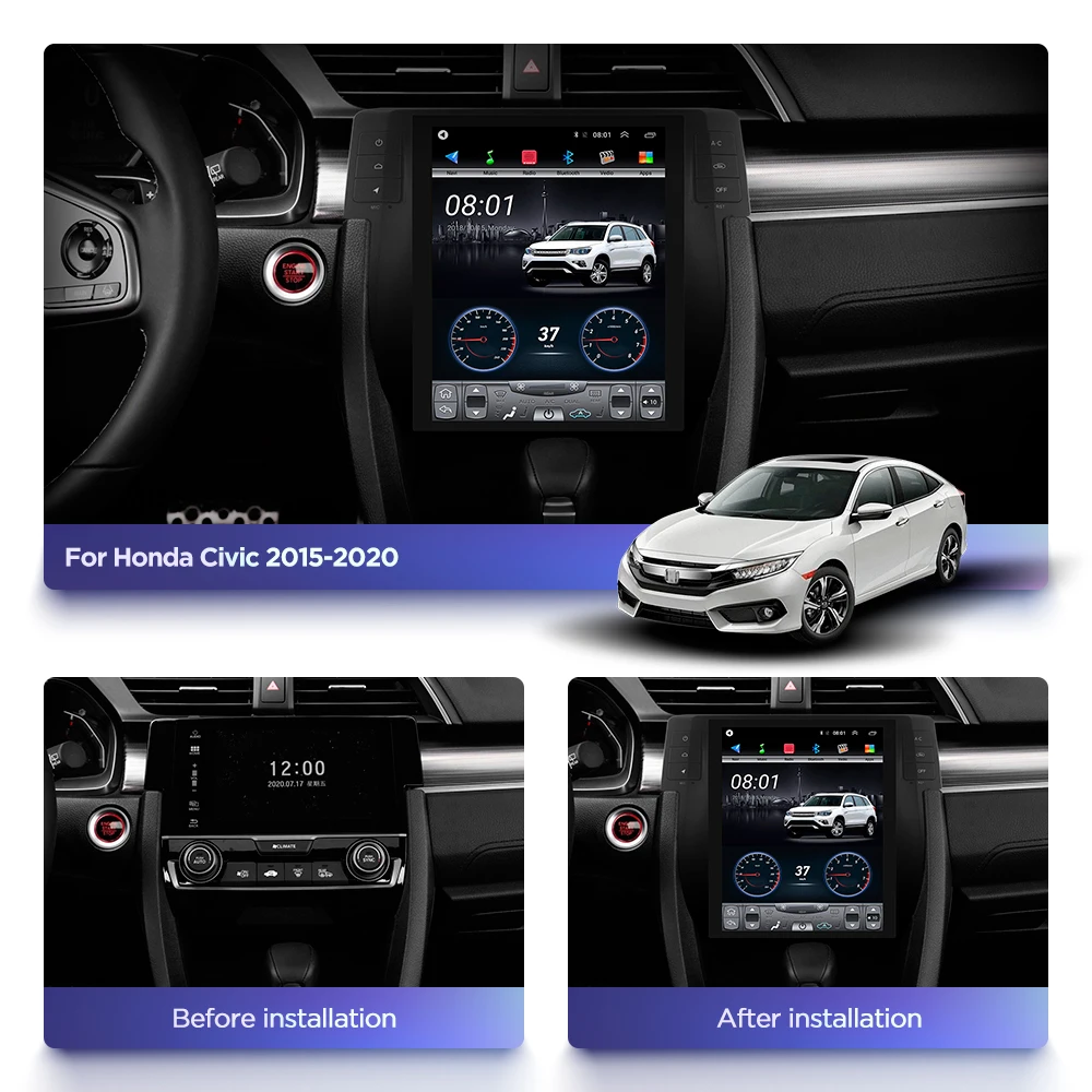 4G Lte 32G ROM вертикальный экран мультимедийный видео радио плеер для Honda New civic 2015-2020