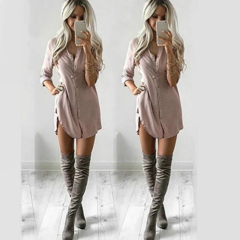 Женские повседневные свободные платья рубашка стиль одежды на кнопках блузка из