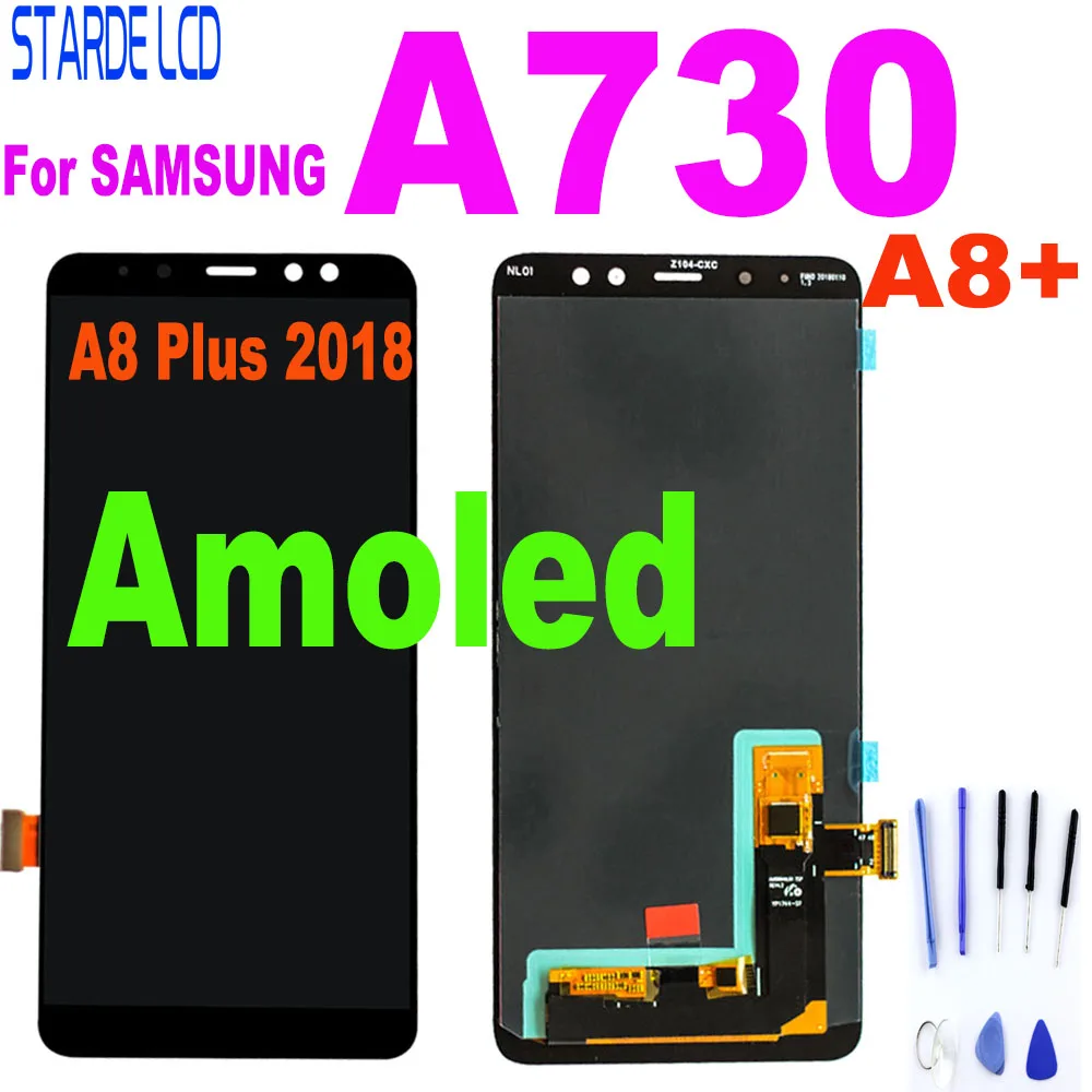 Super Amoled ЖК-экран для SAMSUNG Galaxy A8 Plus 2018 A730 + A730F ЖК-дисплей сенсорный дигитайзер замена