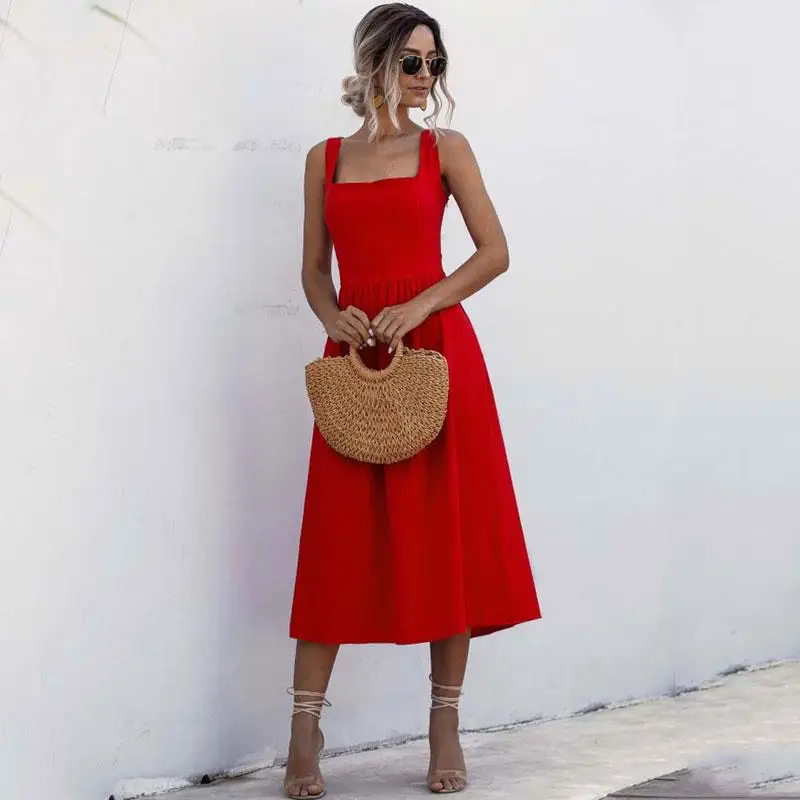 

Платье женское длинное ТРАПЕЦИЕВИДНОЕ, праздничный сарафан без бретелек, праздничное красное платье с завышенной талией, лето 2021