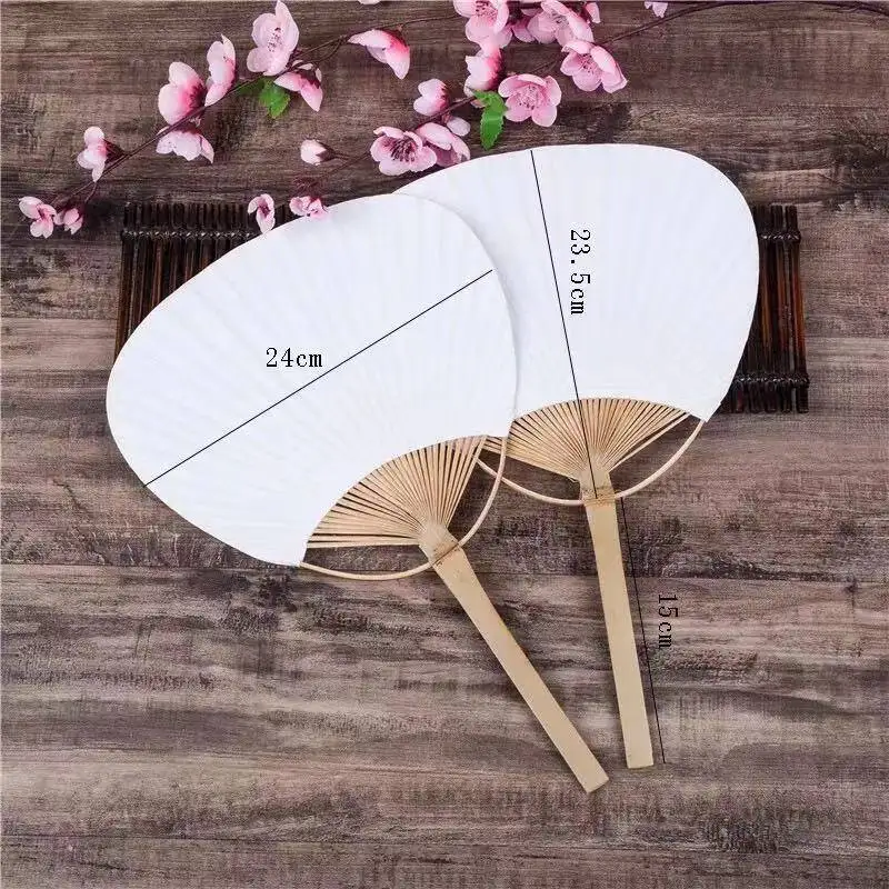 

Pai pai bambu 10pcs Pure white bamboo handle blank calligraphy painting blank group fan white fan summer