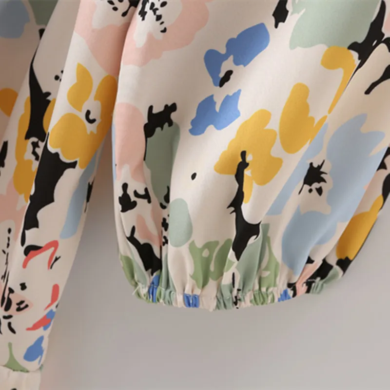 

PUWD Sweet Women O Neck Straight Dress 2021 Spring-autumn Fashion Ladies Chinese Style Dress Female Printed Dress