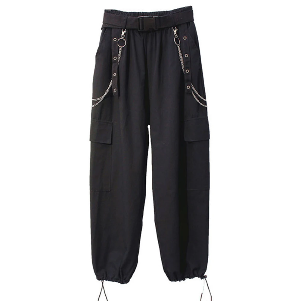 Женские брюки с поясом на резинке винтажные стильные до щиколотки карманами