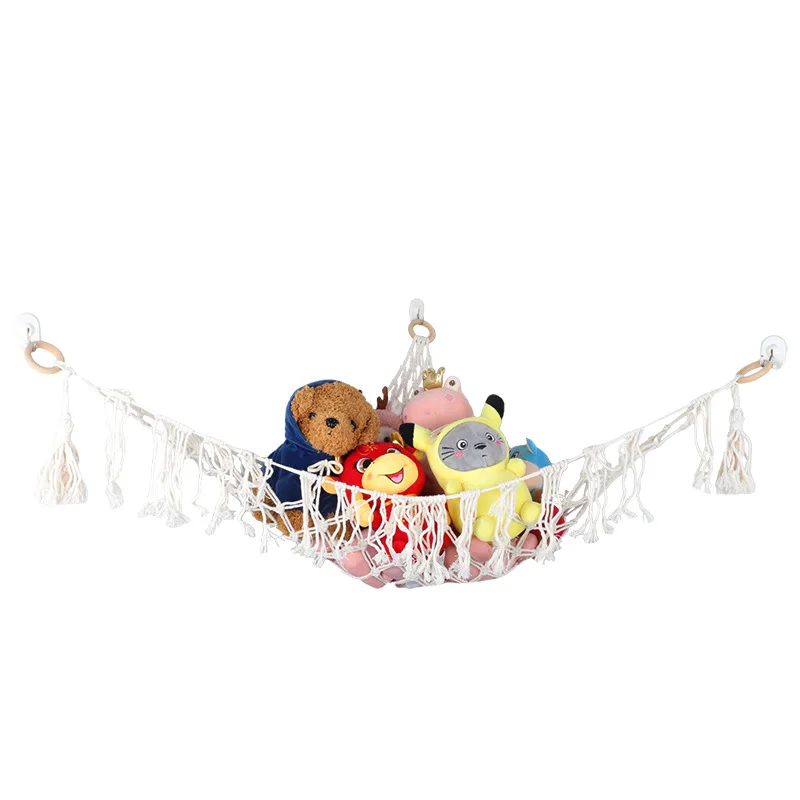 

Hammock Stand Woven Cotton Rope Toy Hammock Large Capacity Wall Sling Corner Toy Storage Bag for Home Living Room Bedroom NEWEST