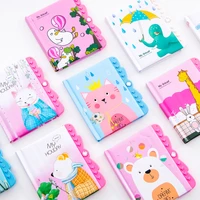 kawaii notebook with lock cartoon cat bear paper planner organizer girls boys personal travel diary journal note book stationery