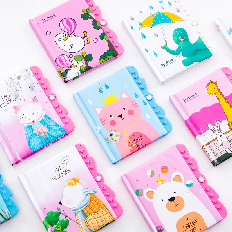 Милый блокнот с замком мультяшный Кот Медведь бумажный Органайзер персональный