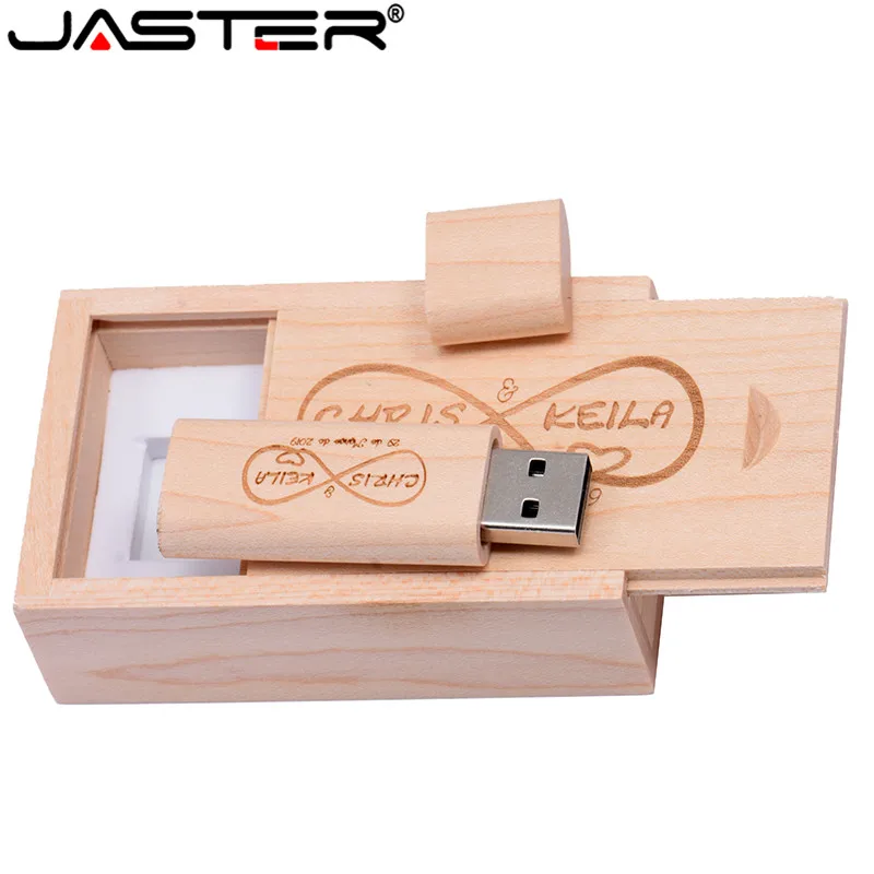 JASTER логотип на заказ деревянный usb флэш-накопитель с коробкой флеш-накопитель 64