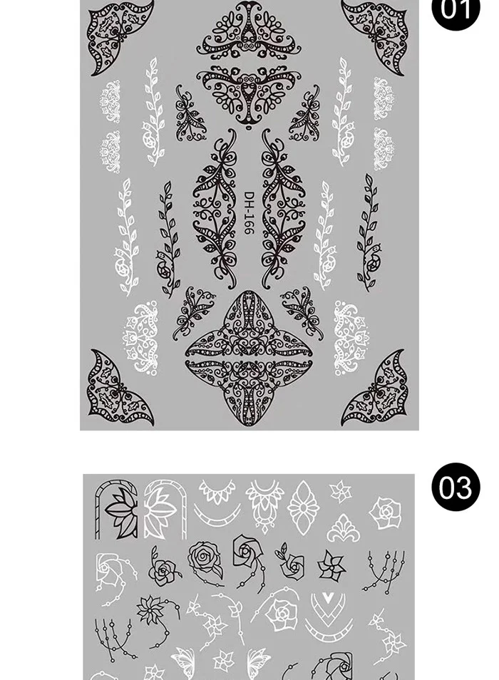 1 Sheet 3D Nail Stickers Self-adhesive Stripe Shape Flowers Element Mixed Patterns Transfer Decals Nail Decoration for Nail Art
