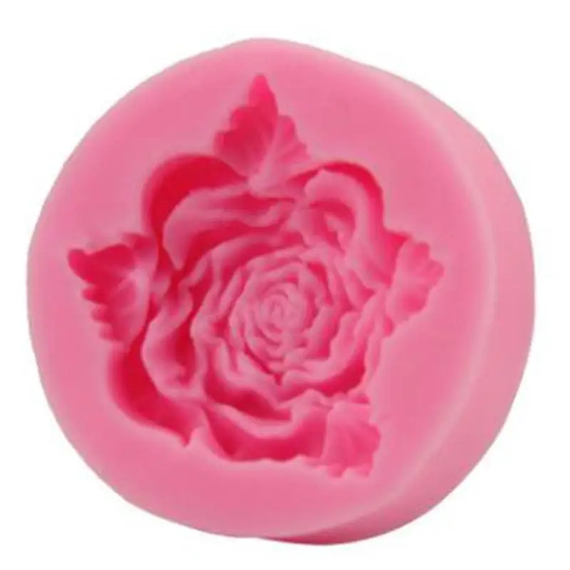 Двухлистная форма розы 3D силиконовая для торта желе конфеты украшения формы