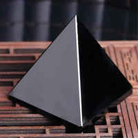 40mm natural obsidian pyramid triangle ornament lucky meditation elegant chic
