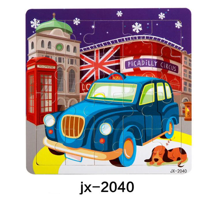 jx-2040 Детские игрушки деревянные 3d головоломки мультфильм животных интеллект Дети образовательный мозговой тизер детская танграмма формы обучающий пазл игрушка - Цвет: jx-2040