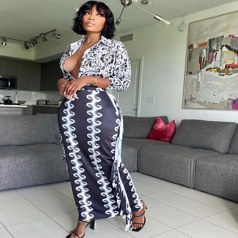 

2022 Hot Recommend Style Contrast Color Printed Sheath Midi Skirts Women Dresses Free Shipping Lady Dresses Night Clubwear