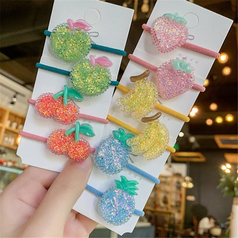

2pcs/lot New Cute Bright Fruit Grape Princess Headwear Kids Elastic Hair Bands Children Ropes Girls Accessories Baby Headdress